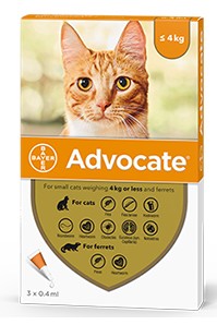 Advocate Petit Chat - de 4kg Spot-on 3 Pipettes